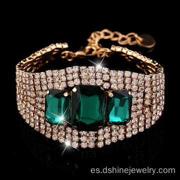 Brillante collar de cristal pulsera brazalete elástico de diamantes de imitación